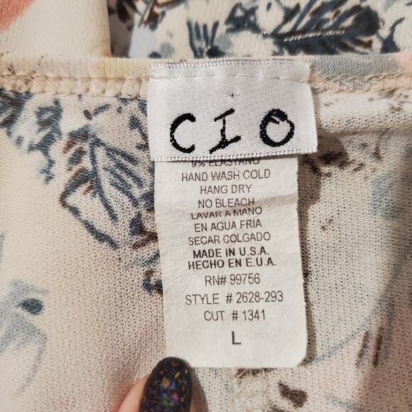 Vtg CIO 90s Y2K Faux Wrap Surplice Patchwork Floral Midi Dress Size L Fairy Boho - Picture 7 of 9